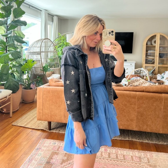 Free People Jackets & Blazers - We the Free Star Hooded Denim Jacket in Washed Black